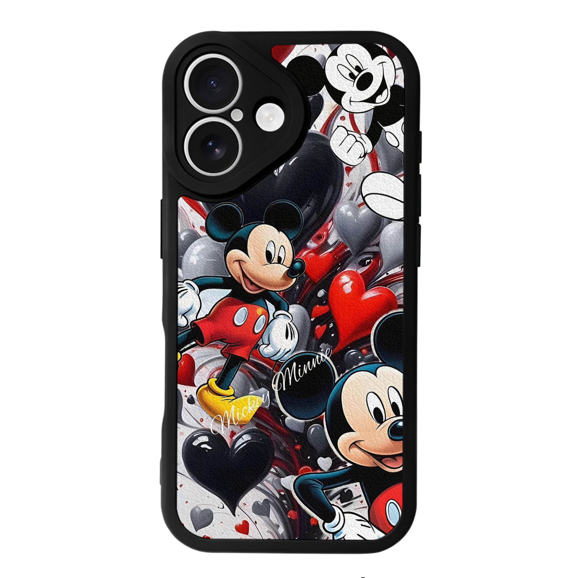 （画像用） ミッキーマウス Mickey Mouse 【iPhone 16シリーズ対応】シリコンスマホケース（レザー調） 材質：シリコン